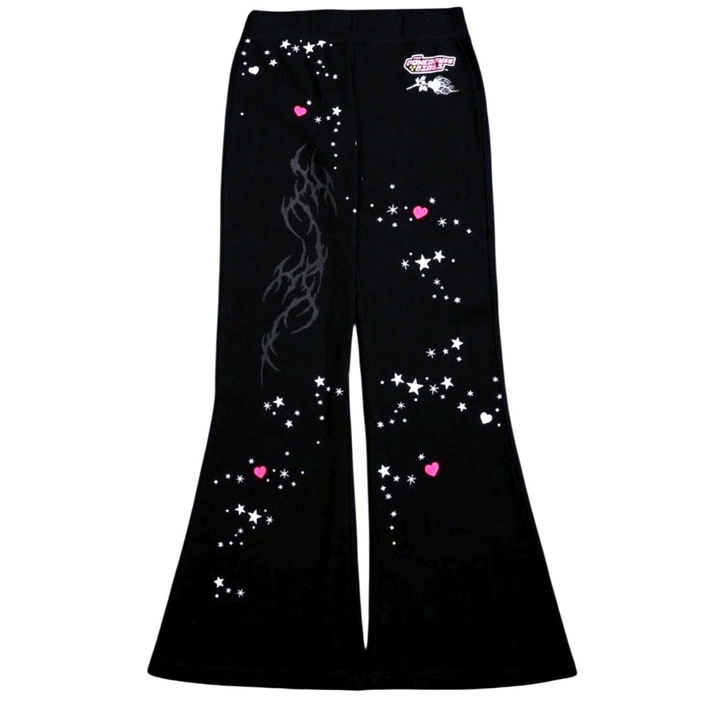 Civil Regime Powerpuff Girls Black‎ Waffle Thermal Flared Leggings L